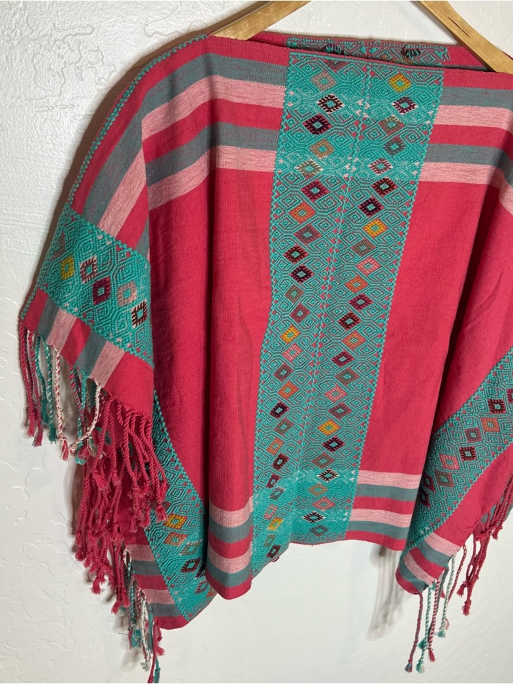 Poncho Bohemian Festival embroidered tassels concert western Aztec OS - Picture 4 of 14